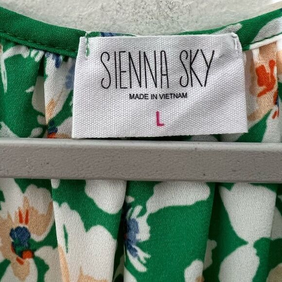 Sienna Sky Green Faux Wrap Floral Dress Women's L - Picture 4 of 9